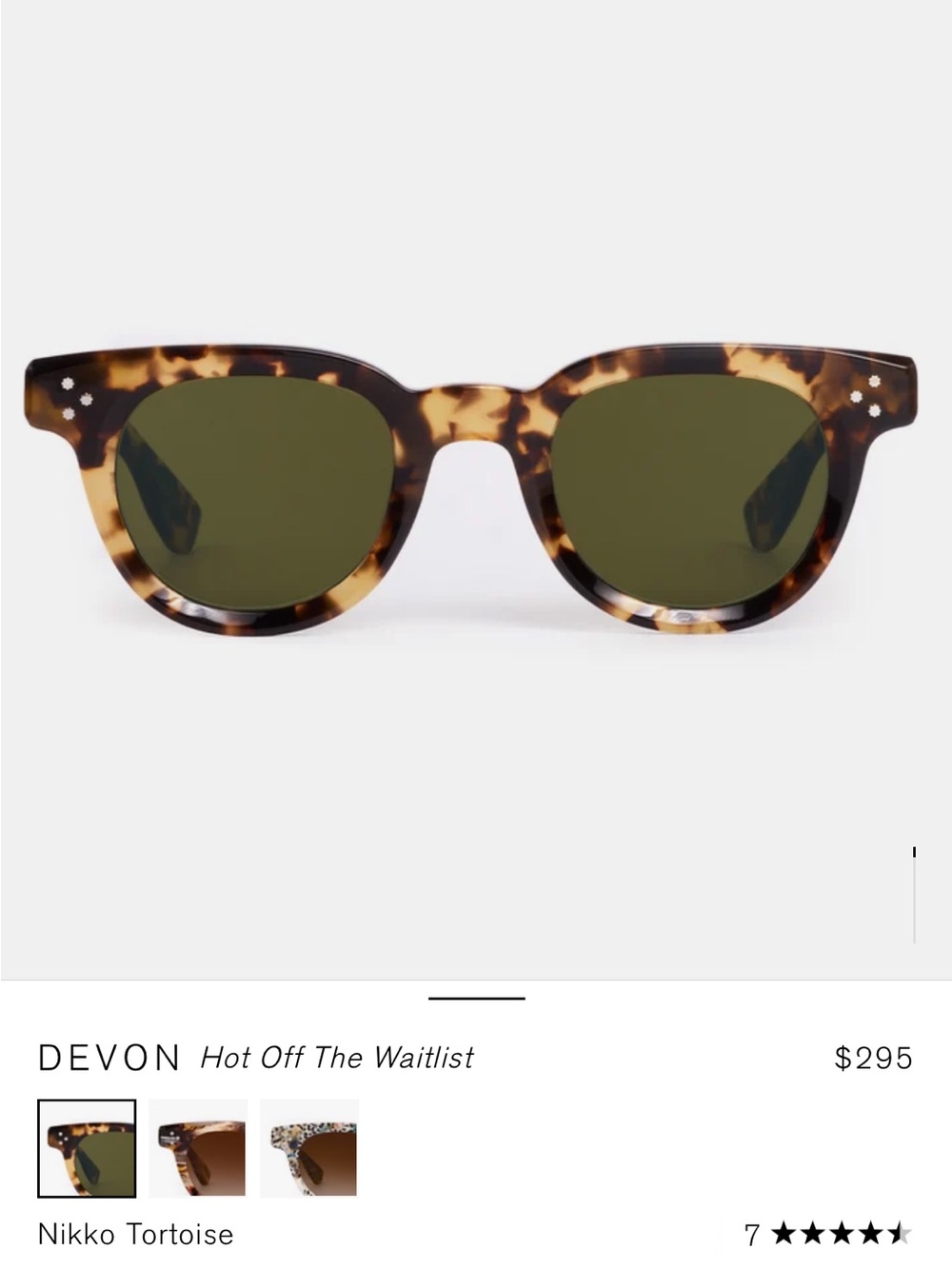 KREWE Devon Tortoise Frame Sunglasses with Green Lenses